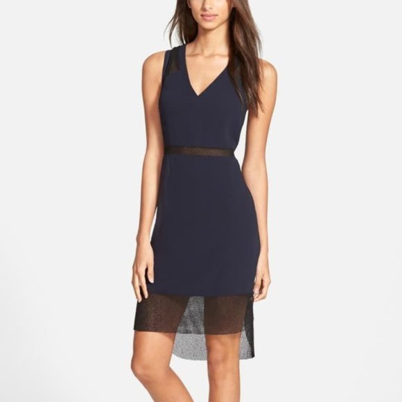 Astr Navy and Black Sheer Panel Dress - Picture 1 of 9